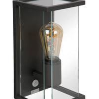 Lucide CLAIRE LED wandlamp Antraciet, 1xE27, IP54, met bewegings- en dag/nachtsensor, 220-240V