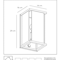 Lucide CLAIRE LED wandlamp Antraciet, 1xE27, IP54, met bewegings- en dag/nachtsensor, 220-240V
