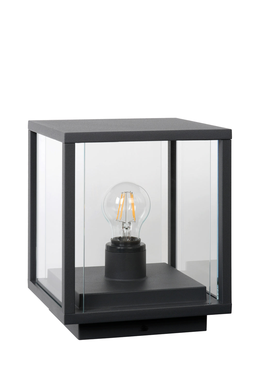 Lucide CLAIRE LED sokkellamp 1xE27 IP54 Antraciet buiten kubusvormig aluminium 220-240V moderne tuinverlichting