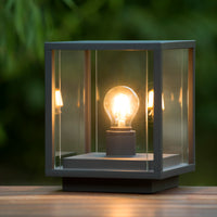 Lucide CLAIRE LED sokkellamp 1xE27 IP54 Antraciet buiten kubusvormig aluminium 220-240V moderne tuinverlichting