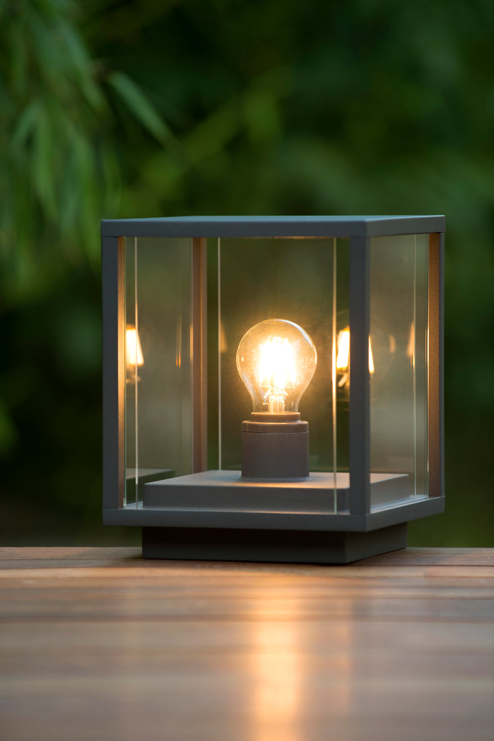 Lucide CLAIRE LED sokkellamp 1xE27 IP54 Antraciet buiten kubusvormig aluminium 220-240V moderne tuinverlichting