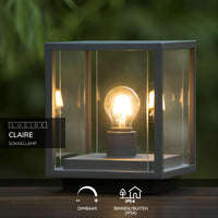 Lucide CLAIRE LED sokkellamp 1xE27 IP54 Antraciet buiten kubusvormig aluminium 220-240V moderne tuinverlichting