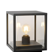 Lucide CLAIRE LED sokkellamp 1xE27 IP54 Antraciet buiten kubusvormig aluminium 220-240V moderne tuinverlichting