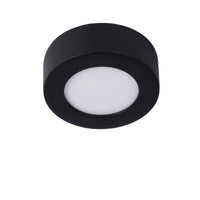 Lucide BRICE Plafonnier LED pour salle de bain, rond 8W dimmable 3000K IP44 Noir Mat Ø117mm