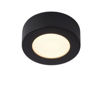 Lucide BRICE Plafonnier LED pour salle de bain, rond 8W dimmable 3000K IP44 Noir Mat Ø117mm