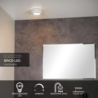 Lucide BRICE plafonnier LED de salle de bains, rond 8W 3000K dimmable, IP44 Blanc Ø117mm