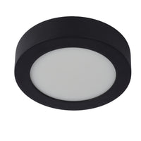 Lucide BRICE LED badkamer plafondlamp, 12W 3000K dimbaar, IP44 rond Zwart ⌀18cm