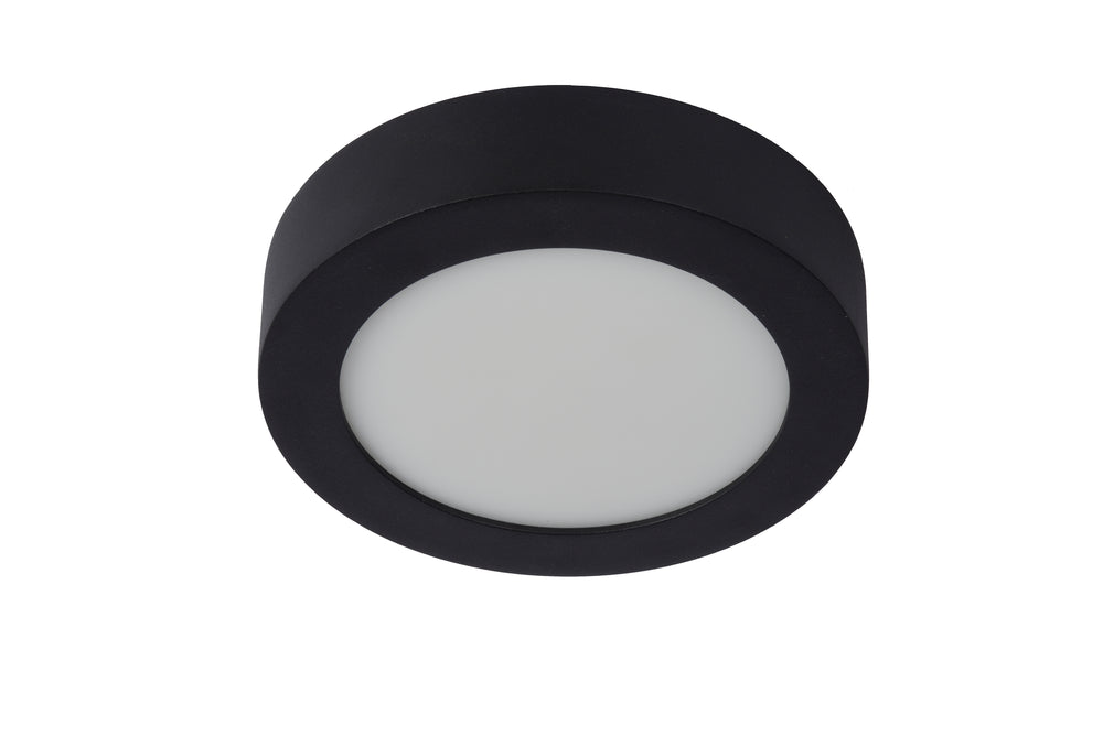 Lucide BRICE LED badkamer plafondlamp, 12W 3000K dimbaar, IP44 rond Zwart ⌀18cm