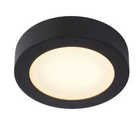 Lucide BRICE LED badkamer plafondlamp, 12W 3000K dimbaar, IP44 rond Zwart ⌀18cm