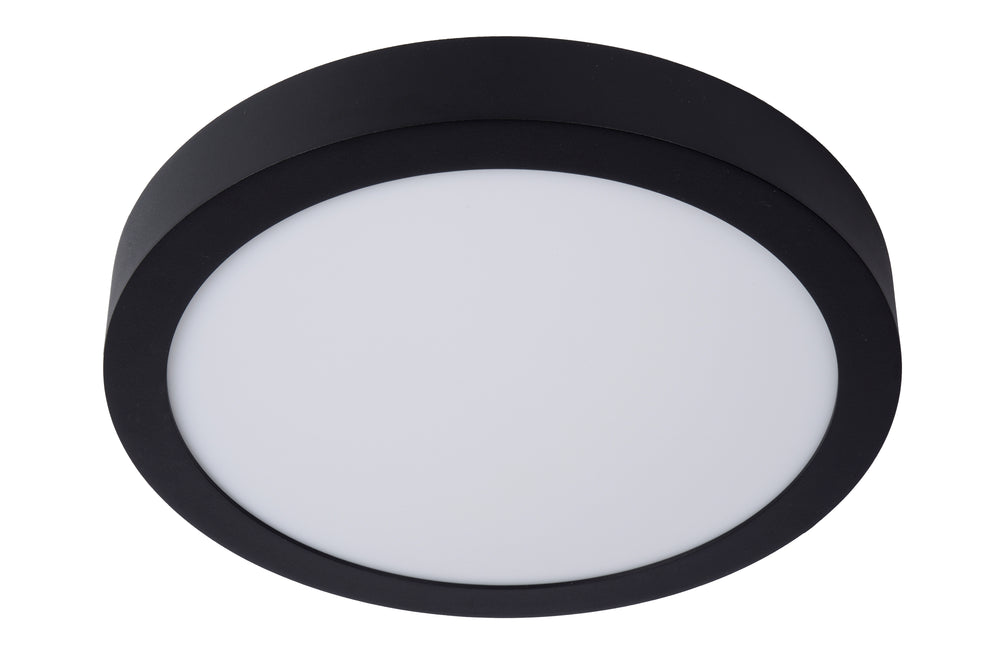 Lucide BRICE LED plafondlamp, 30W 3000K dimbaar, IP44 rond 30cm, Mat Zwart, moderne badkamerverlichting