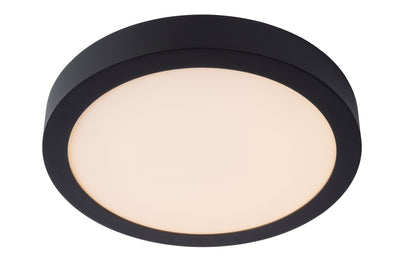 Lucide BRICE LED plafondlamp, 30W 3000K dimbaar, IP44 rond 30cm, Mat Zwart, moderne badkamerverlichting