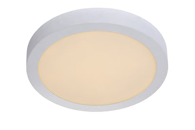 Lucide BRICE LED badkamer plafondlamp, dimbaar 30W 3000K, rond 300mm, IP44, Witte afwerking