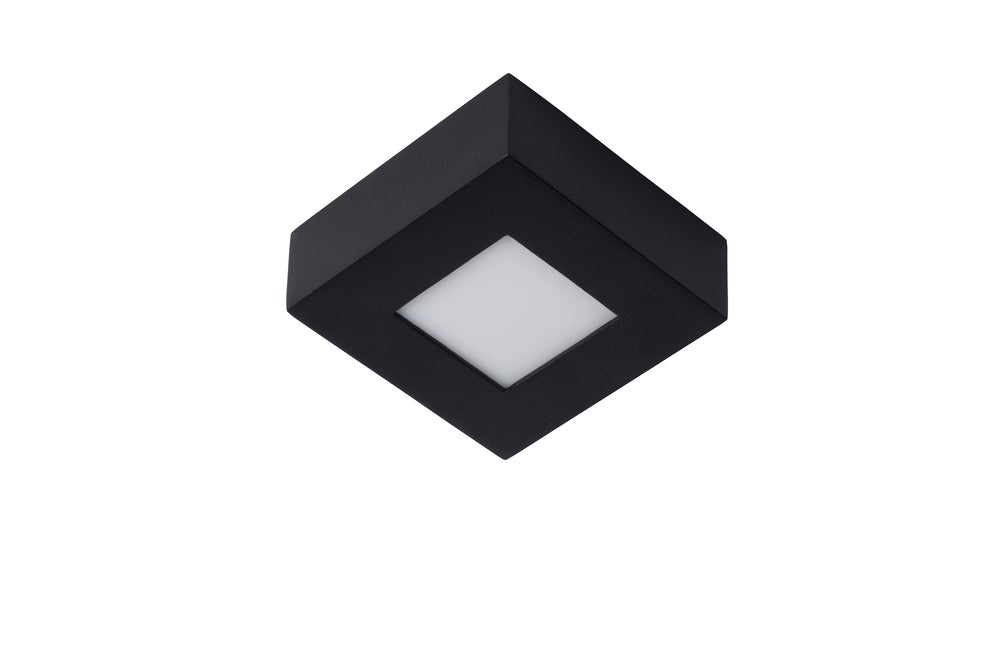 Plafonnier de salle de bain Lucide BRICE LED, dimmable 8W 3000K, IP44, finition carrée noire