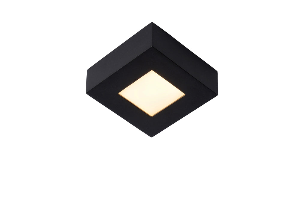 Plafonnier de salle de bain Lucide BRICE LED, dimmable 8W 3000K, IP44, finition carrée noire