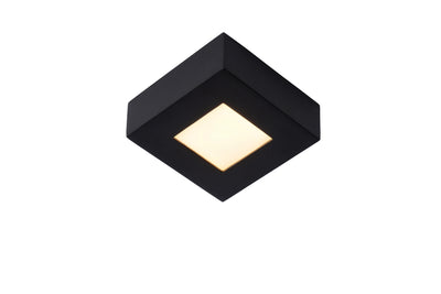 Lucide BRICE LED badkamer plafondlamp, dimbaar 8W 3000K, IP44, vierkante zwarte afwerking