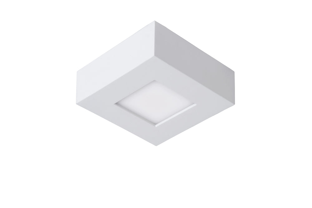 Lucide BRICE LED badkamer plafondlamp, dimbaar 8W 3000K, IP44, vierkant wit aluminium 220-240V