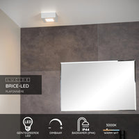 Lucide BRICE LED badkamer plafondlamp, dimbaar 8W 3000K, IP44, vierkant wit aluminium 220-240V