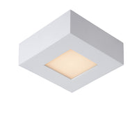 Lucide BRICE LED badkamer plafondlamp, dimbaar 8W 3000K, IP44, vierkant wit aluminium 220-240V