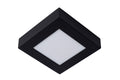 Lucide BRICE plafonnier LED de salle de bain, dimmable 15W 3000K, IP44, carré finition noir mat