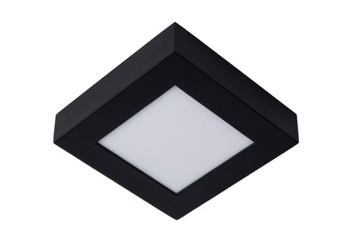Lucide BRICE plafonnier LED de salle de bain, dimmable 15W 3000K, IP44, carré finition noir mat