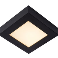 Lucide BRICE plafonnier LED de salle de bain, dimmable 15W 3000K, IP44, carré finition noir mat