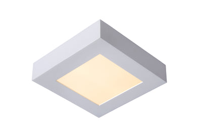 Plafonnier de salle de bain Lucide BRICE LED, dimmable 15W 3000K, IP44, finition carrée blanc mat