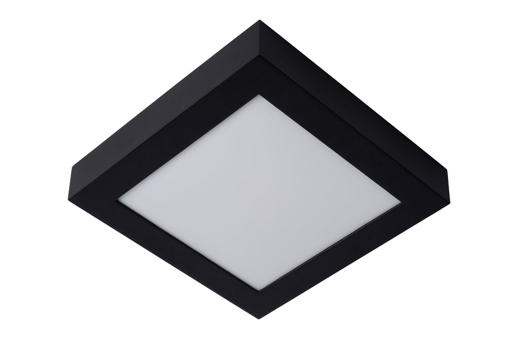 Lucide BRICE LED badkamer plafondlamp, dimbaar 22W 3000K IP44, vierkant 220mm Mat Zwart