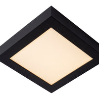Lucide BRICE LED badkamer plafondlamp, dimbaar 22W 3000K IP44, vierkant 220mm Mat Zwart