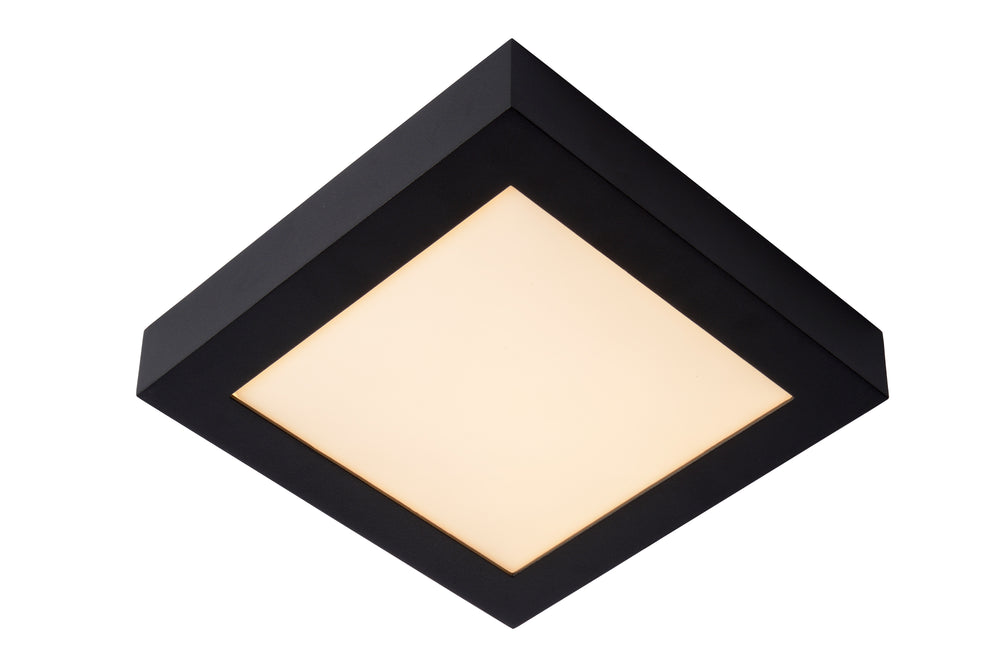 Lucide BRICE LED badkamer plafondlamp, dimbaar 22W 3000K IP44, vierkant 220mm Mat Zwart