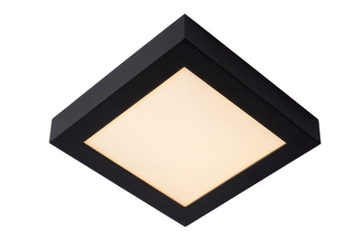 Lucide BRICE LED badkamer plafondlamp, dimbaar 22W 3000K IP44, vierkant 220mm Mat Zwart