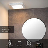 Lucide BRICE LED badkamer plafondlamp, dimbaar 30W 3000K, IP44, Wit, modern vierkant design