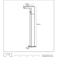 Lucide TEXAS-IR LED sokkellamp 7W 3000K IP54 met bewegings- en dag/nachtsensor Donkergrijs