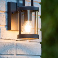 Lucide LINDELO wandlamp binnen buiten, E27 fitting, 60W max, 220-240V, IP44, Mat zwarte metalen afwerking