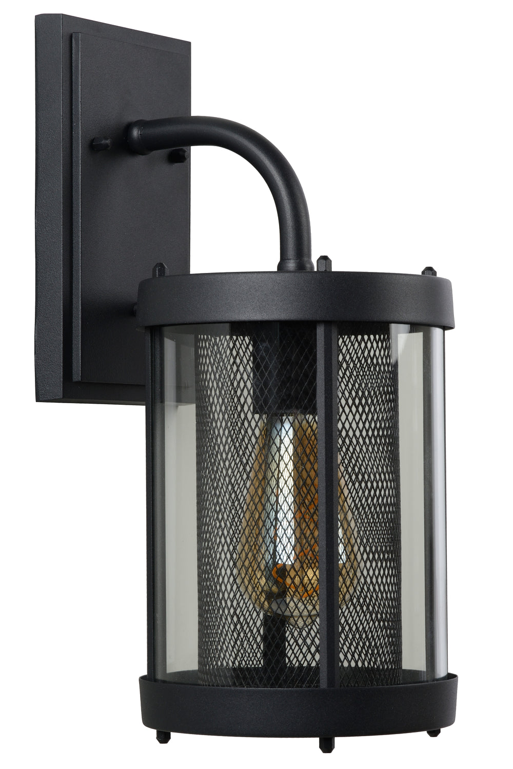 Lucide Makkum wandlamp, 1xE27, IP23 buiten binnen lamp, Mat Zwart metaal, 220-240V, 60W max