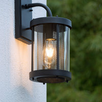 Lucide Makkum wandlamp, 1xE27, IP23 buiten binnen lamp, Mat Zwart metaal, 220-240V, 60W max
