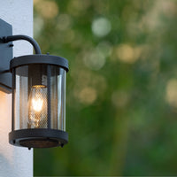 Lucide Makkum wandlamp, 1xE27, IP23 buiten binnen lamp, Mat Zwart metaal, 220-240V, 60W max