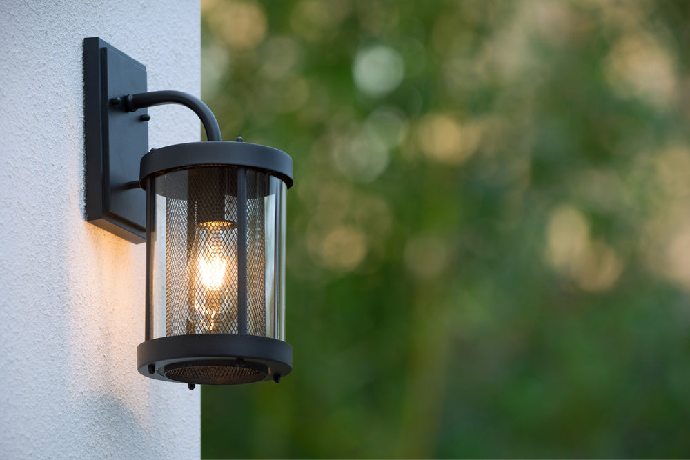 Lucide Makkum wandlamp, 1xE27, IP23 buiten binnen lamp, Mat Zwart metaal, 220-240V, 60W max