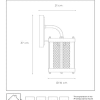Lucide Makkum wandlamp, 1xE27, IP23 buiten binnen lamp, Mat Zwart metaal, 220-240V, 60W max