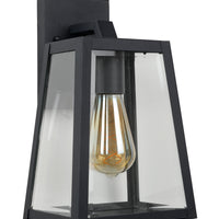 Applique murale Lucide MATSLOT intérieur extérieur, douille E27, 60W max, IP23, design trapézoïdal en métal noir mat