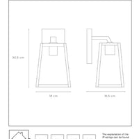 Applique murale Lucide MATSLOT intérieur extérieur, douille E27, 60W max, IP23, design trapézoïdal en métal noir mat