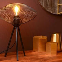 Lampe de table Lucide en maille noire 30 cm 1xE27 LED 220-240V