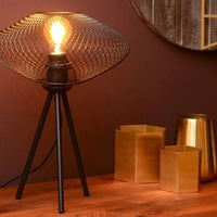 Lampe de table LED Lucide MESH, design ovale en métal, douille E27, 40W max, 220-240V, IP20, Noir Mat, 300x300x410mm