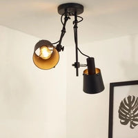 Spot plafond Lucide QUINNY 2xE27 Acier noir, orientable et inclinable, IP20 éclairage intérieur style industriel