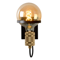 Lucide OTTELIEN wandlamp, 1xE27, 60W max, 220-240V, IP20, modern mat zwart staal met messing fitting