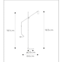 Lucide PHILINE lampe de lecture sur pied moderne, 1xGU10, compatible LED, hauteur réglable, Noir Mat avec tête Dorée