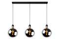 Suspension Lucide Julius, 3 douilles E27, verre fumé avec finition noire et dorée, style moderne, IP20, 220-240V