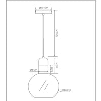 Suspension Lucide JULIUS, 1xE27, abat-jour en verre fumé Ø20cm, bois noir et métal doré, 220-240V, IP20