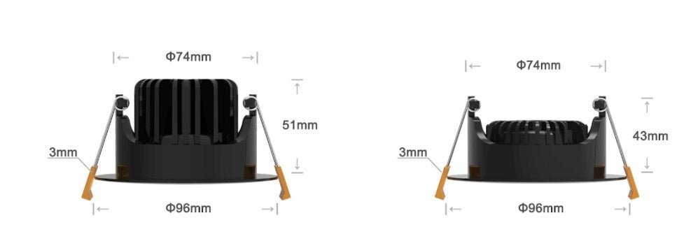 Spot LED encastrable par LCB, 95mm, 5W, 420 lumen, 2700K blanc chaud, IP65, dimmable, pour salle de bain