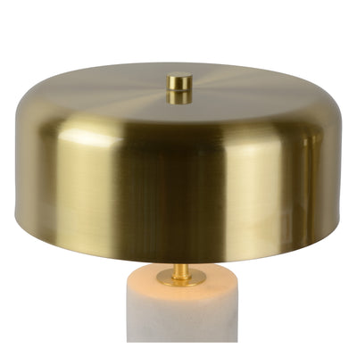 Lampe de table moderne Lucide MIRASOL Ø25cm, 3xG9 LED, dimmable, base en marbre, IP20, Blanc
