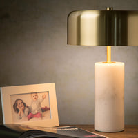 Lampe de table moderne Lucide MIRASOL Ø25cm, 3xG9 LED, dimmable, base en marbre, IP20, Blanc